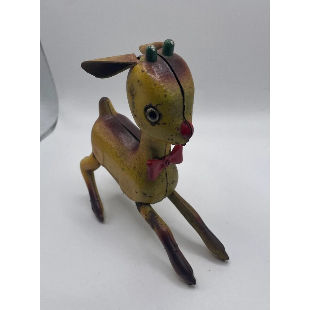 Vintage Wind Up Rudolph The Red Nose Reindeer Tin Toy, Made in Japan, Christmas‎ - Picture 2 of 8